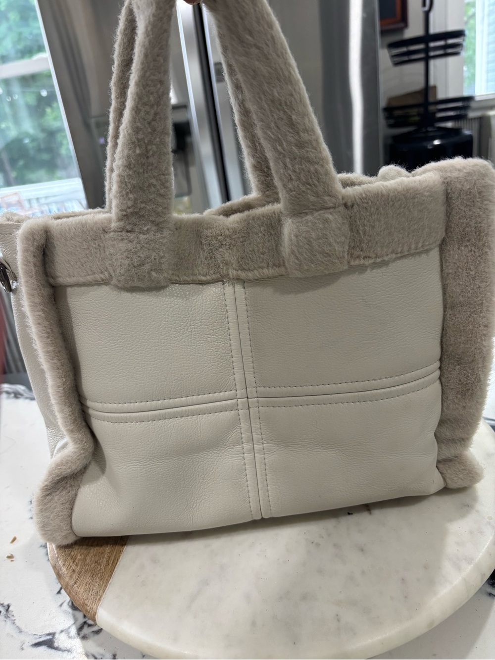European Designer RHINO & PELLE Shearling Tote Bag Quiet Luxury